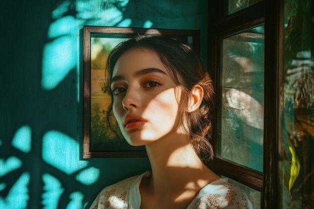 High Definition Visual of Picture Frame Portrait Aqua High Detail 8K