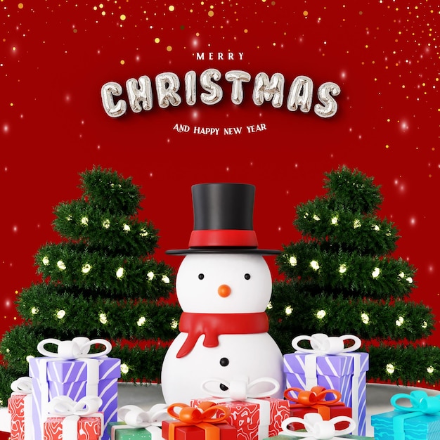 Merry christmas and happy new year with 3d christmas ornaments